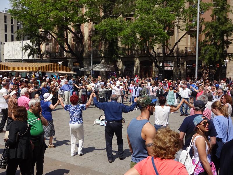 Dancing the sardana in Barcelona.